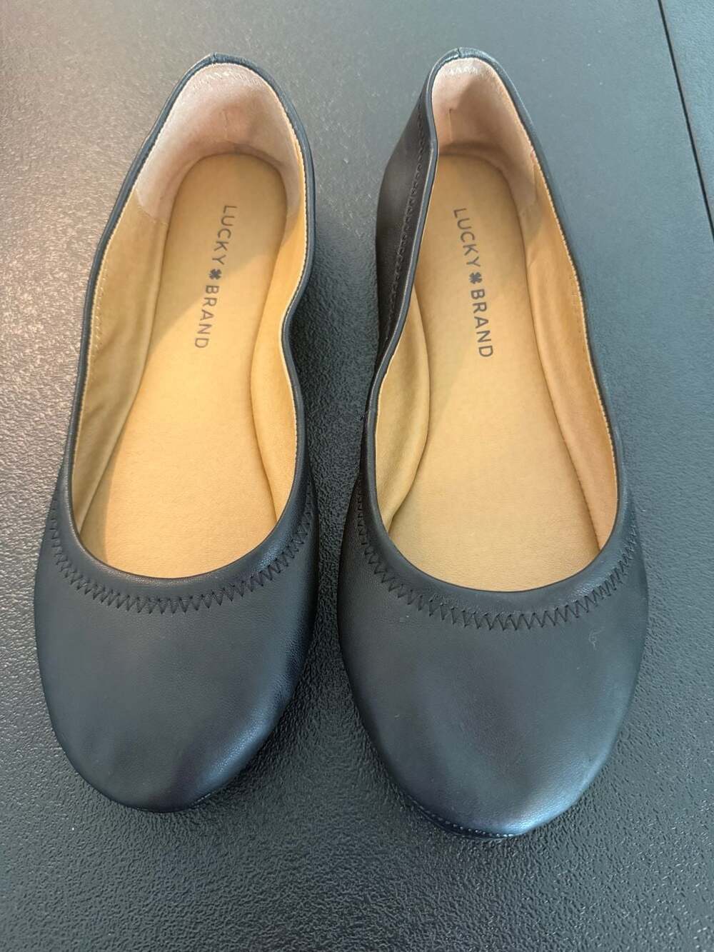 Lucky Brand Emmie Leather Ballet Flats, Black, 8M/38½